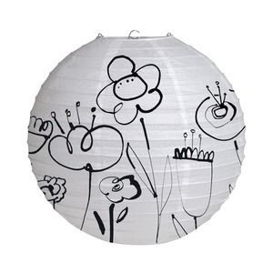 12" Paper Lantern Mod Blooms‎ Kathy Davis Black White Floral Wedding Party Decor
